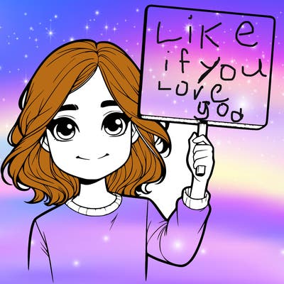 realistic girl holding up a sign