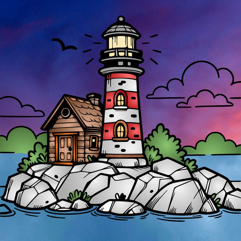 a lighthouse on a rock