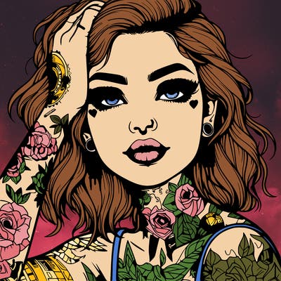 realistic girl with tattoos all over