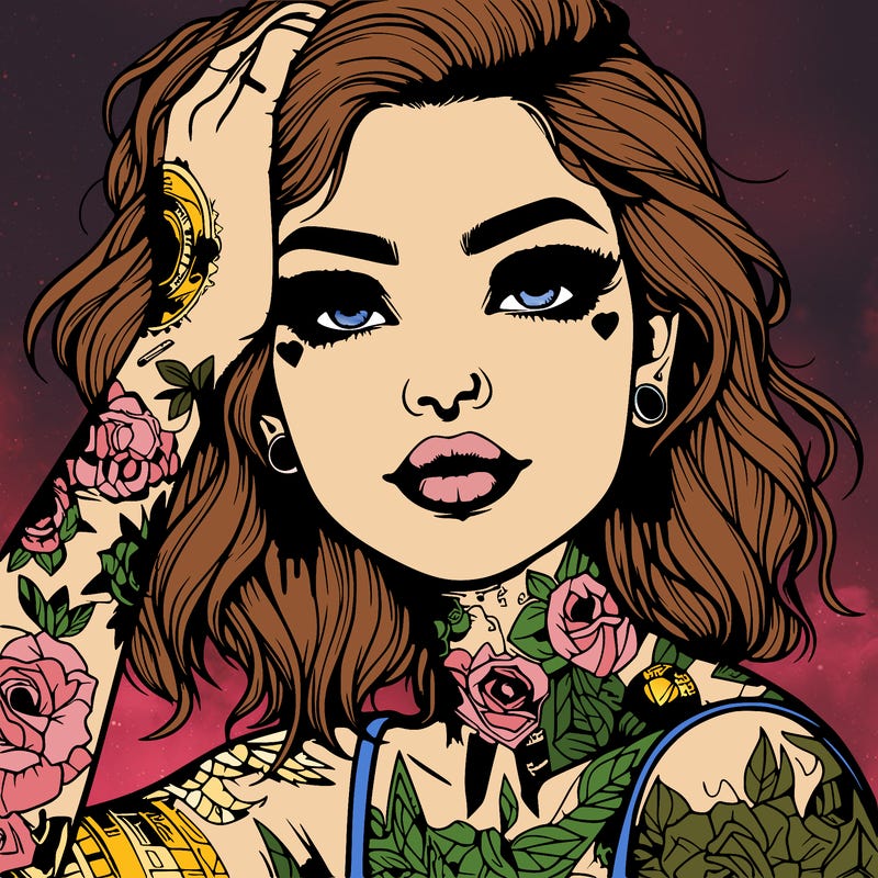 realistic girl with tattoos all over