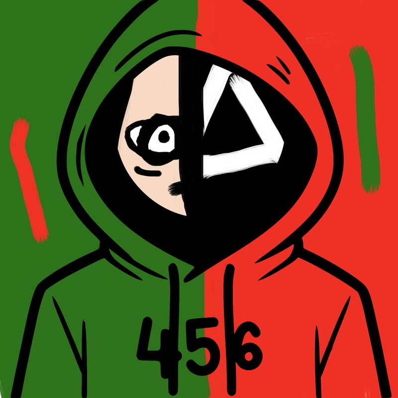 a person with non face waering a hoodie with a 456 symbol