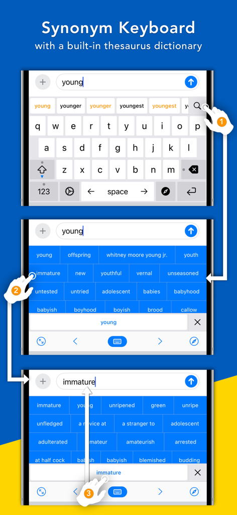 Bear - AI Keyboard - Interface of Bear AI Keyboard showing the built-in synonym and thesaurus search functionality to improve writing