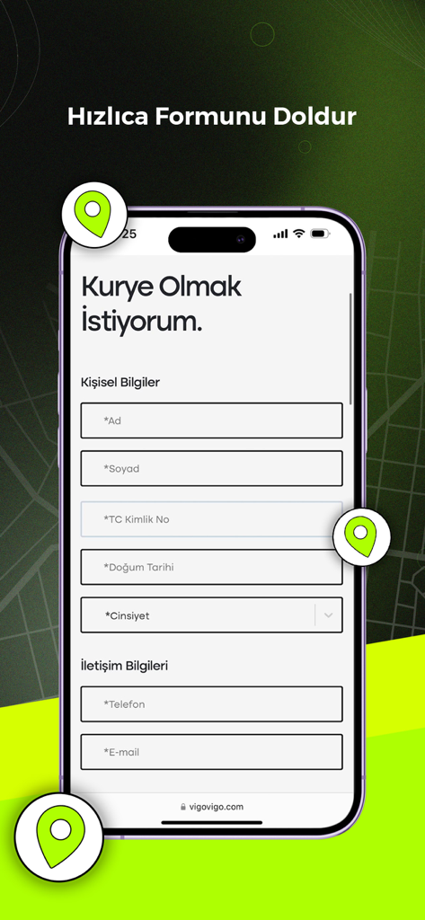 VigoKurye - VigoKurye courier signup form for new delivery drivers