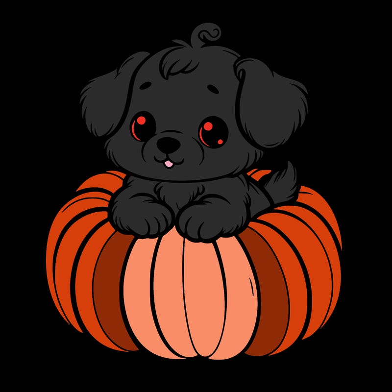cute little puppy in a pumpkin