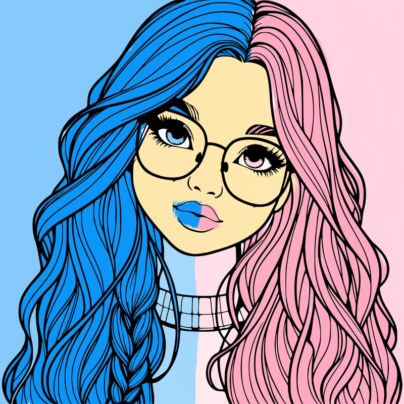 girl with long hair and freckles and glasses realistic