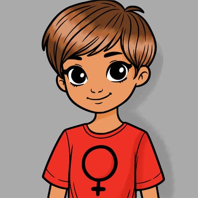 girl with pixie cut and feminist shirt