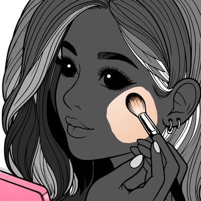 a realistic girl doing her makeup