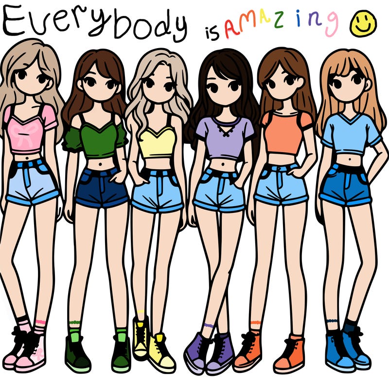 a group of girls wearing crop tops and shorts