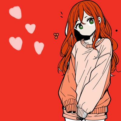manga teen girl  in a sweater and baggy pants