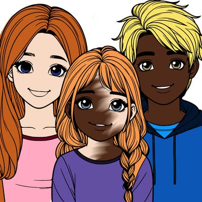 a girl with a boy and girl realistic