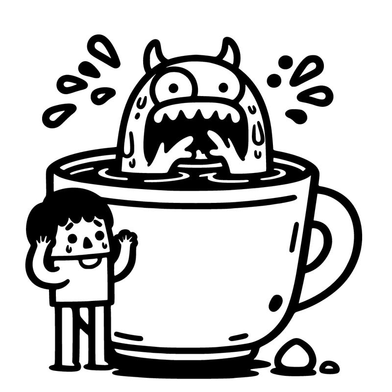 make a monster in a cup of water in a person scared
