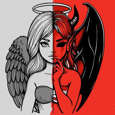 realistic angel half demon