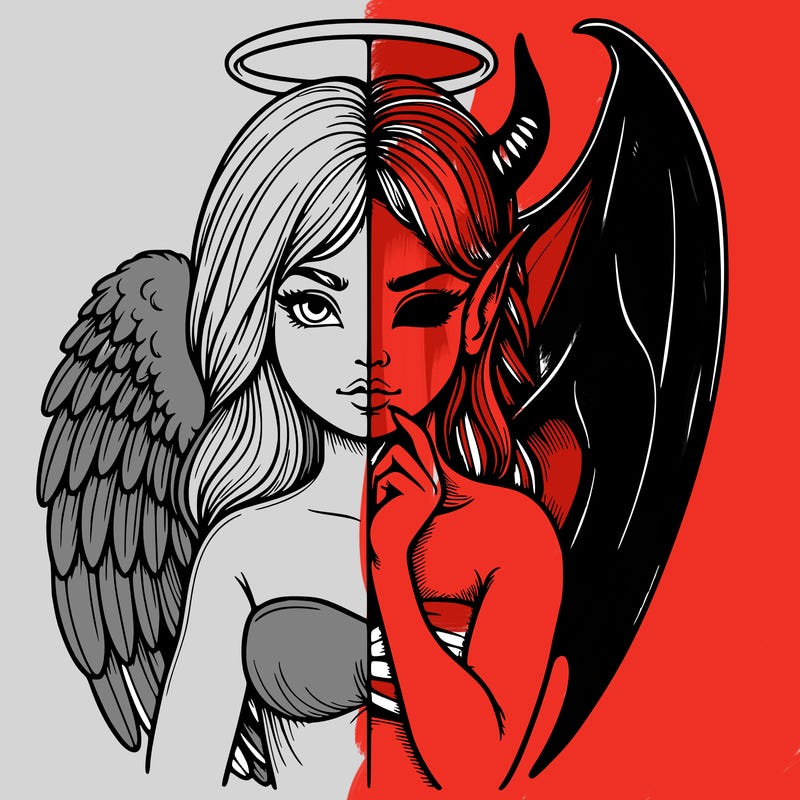 realistic angel half demon