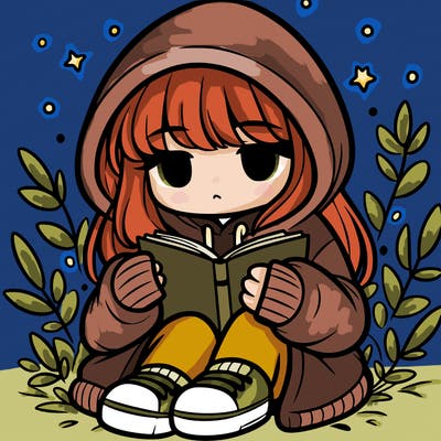 girl in oversized hoodie reading a book