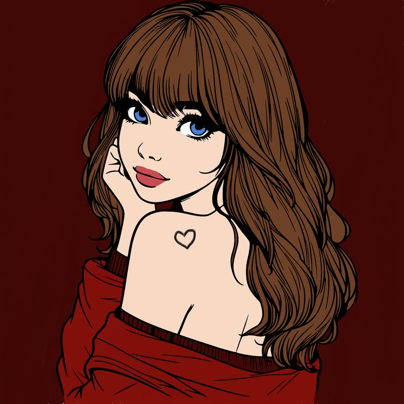 realistic girl with bangs looking over her shoulder