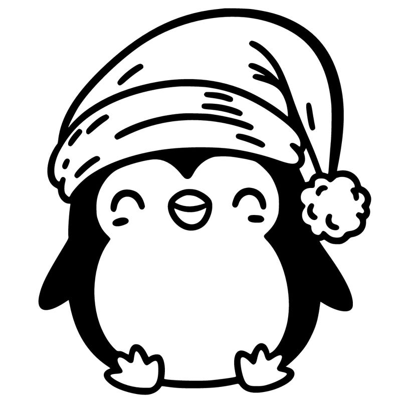 penguin wearing a x mas hat