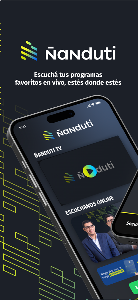 Ñanduti - Interfaz de la aplicación móvil Nanduti para la transmisión en vivo de radio y televisión paraguaya