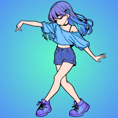 realistic girl danceing