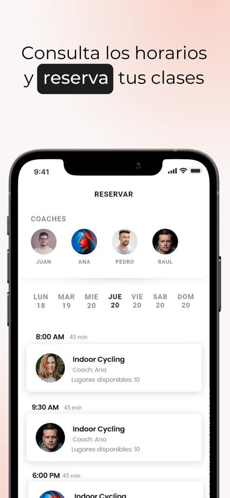 Boost Bookings - Boost Bookings app interface for checking schedules and reserving fitness classes.