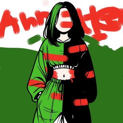 realistic girl faceless with baggy pants and a crop top