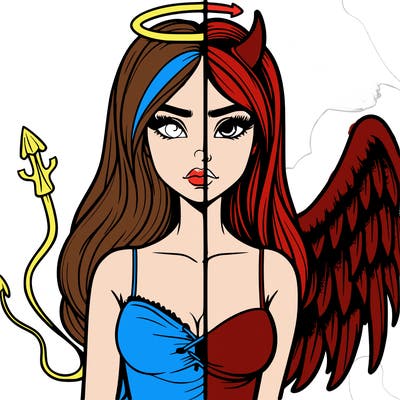 devil vs angel realistic girl