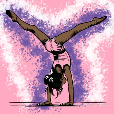 realistic gymnastic hand stand girl in four splits