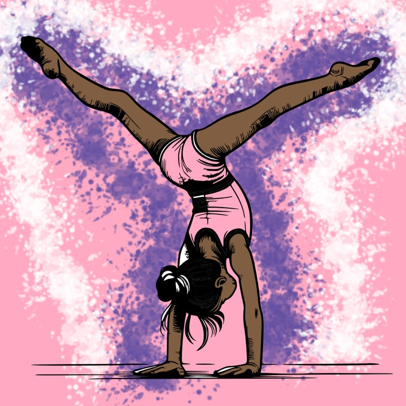 realistic gymnastic hand stand girl in four splits