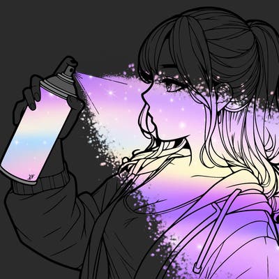 a realistic girl spray, painting