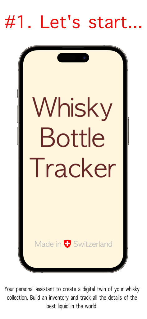 Whisky Bottle Tracker - Intro screen for the Whisky Bottle Tracker app showing a digital inventory for whisky collections