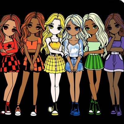 a group of girls realistic