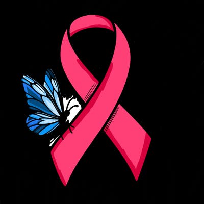 cancer awareness symbol with flowers and butterflies