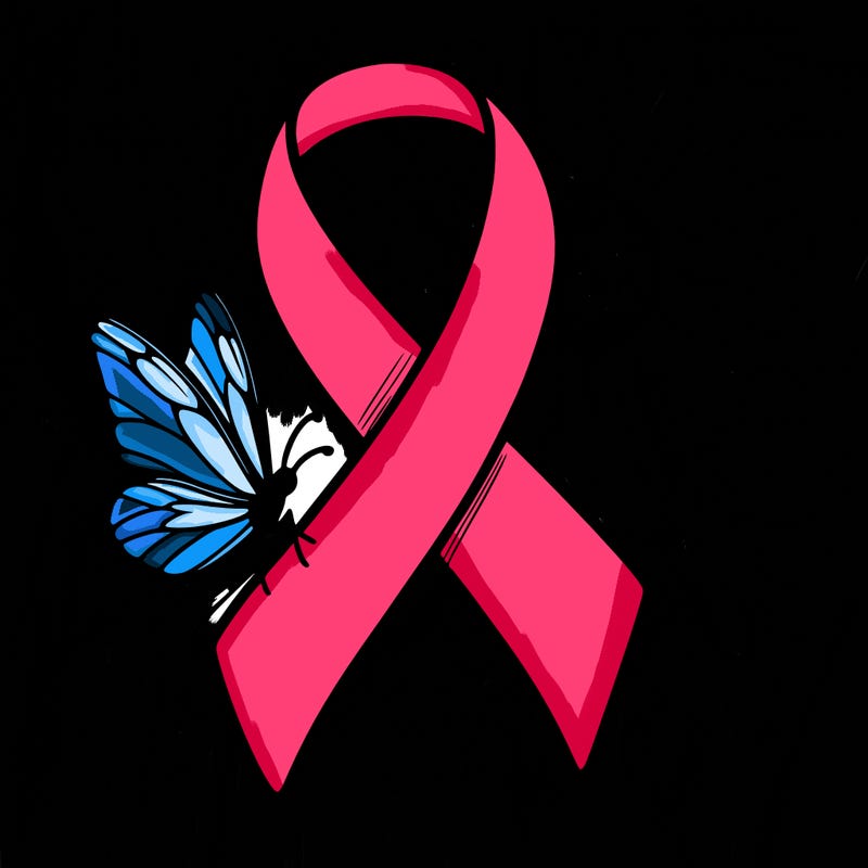 cancer awareness symbol with flowers and butterflies