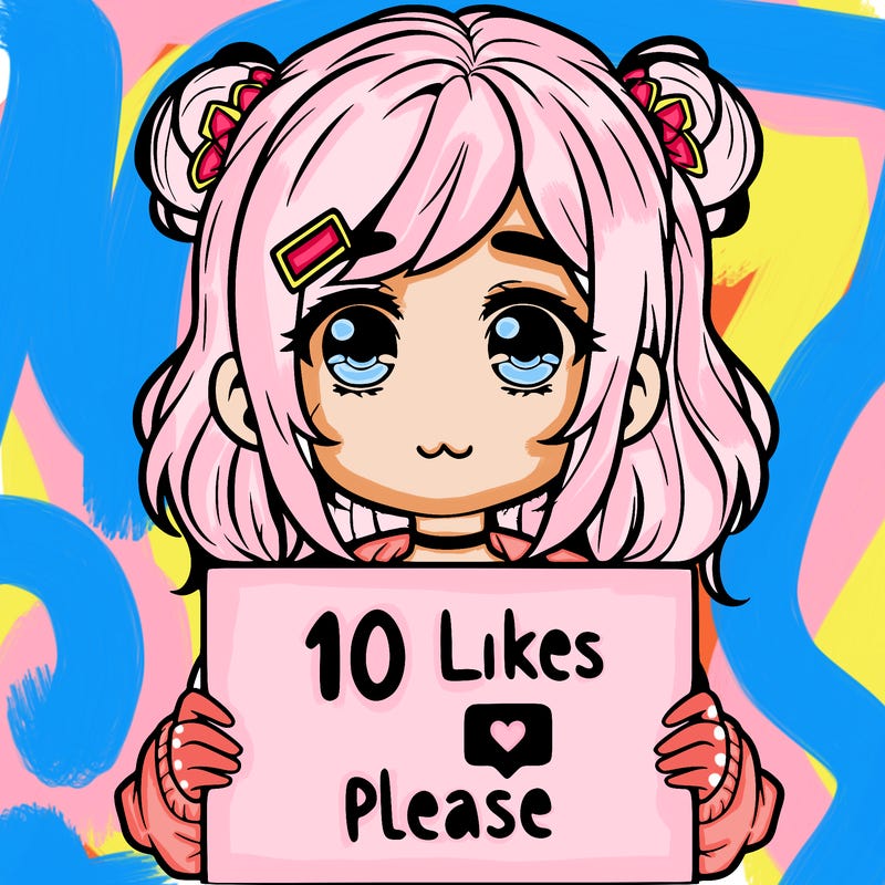 a girl with a sign saying 10 likes please