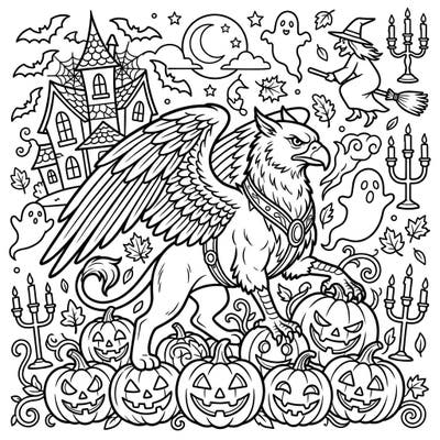 Embark on a mystical journey this Halloween with a stunning Shadow Griffin coloring page. This intricate design combines the majesty of a mythical creature with spooky holiday fun, perfect for all ages.