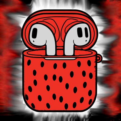 airpods in strawberry case