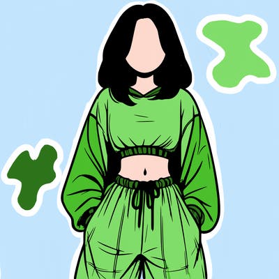 realistic girl faceless with baggy pants and a crop top