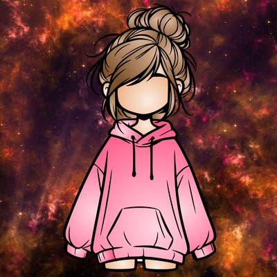 girl with baggy sweatshirt and messy bun