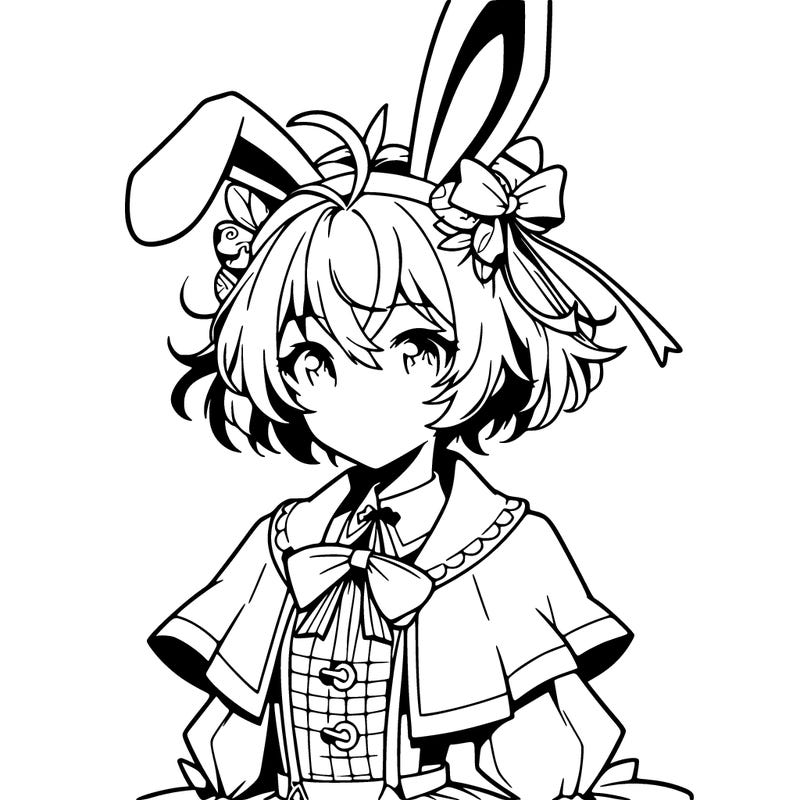 anime cartoon girl with easter bunny ears