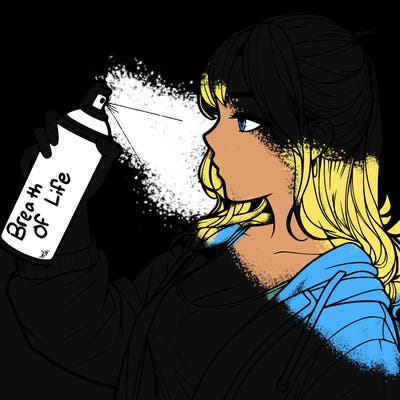 a realistic girl spray, painting