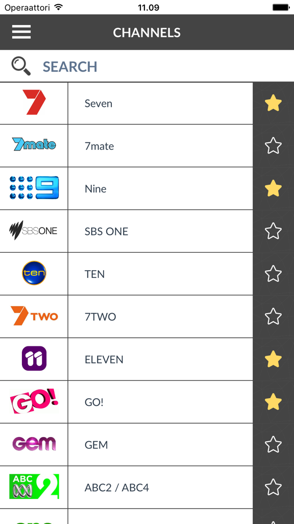 TV Listings Australia (AU) - List of Australian TV channels with logos and favorite options in the TV Guide app