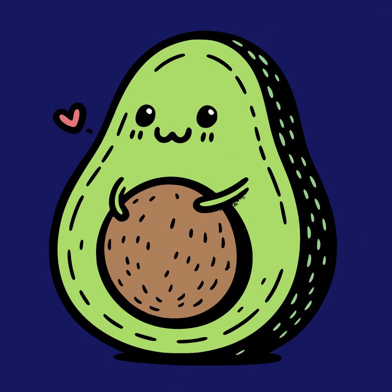 an avocado hugging an avocado
