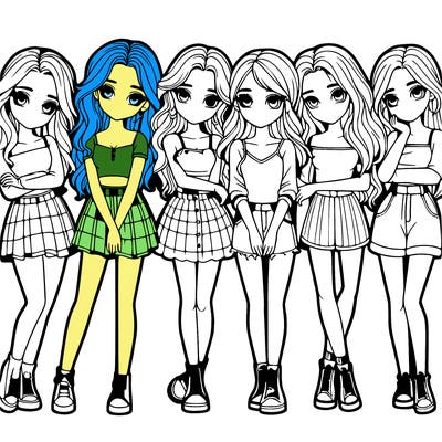 a group of girls realistic