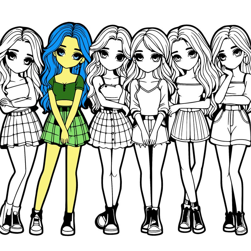 a group of girls realistic