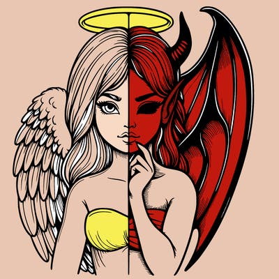 realistic angel half demon