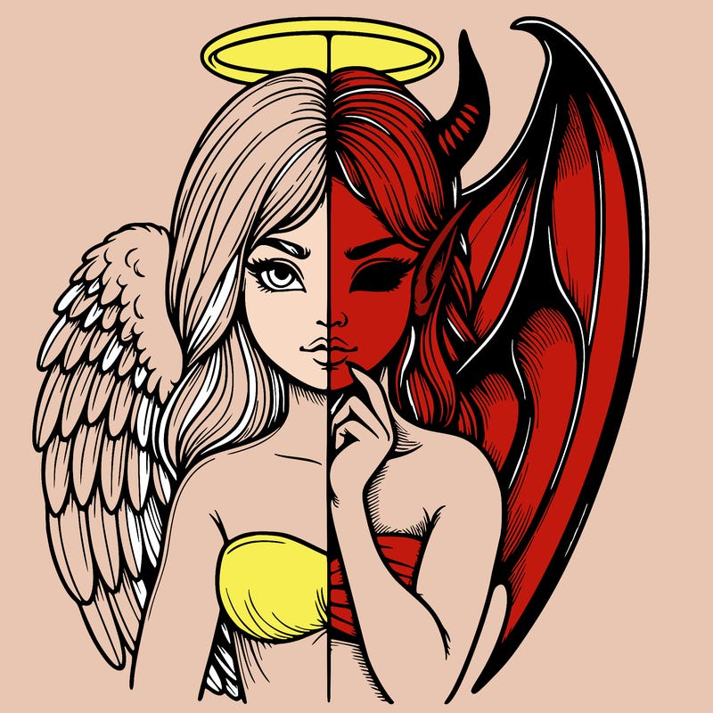 realistic angel half demon