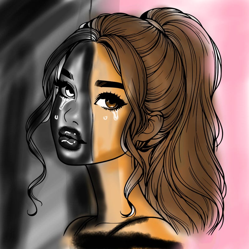 realistic girl with a ponytail on her hair and lips