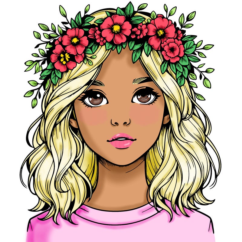 realistic girl with flower crown