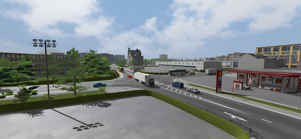 Tráfico urbano y edificios de la ciudad en Universal Truck Simulator