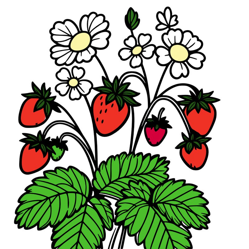 strawberry plant with flowers