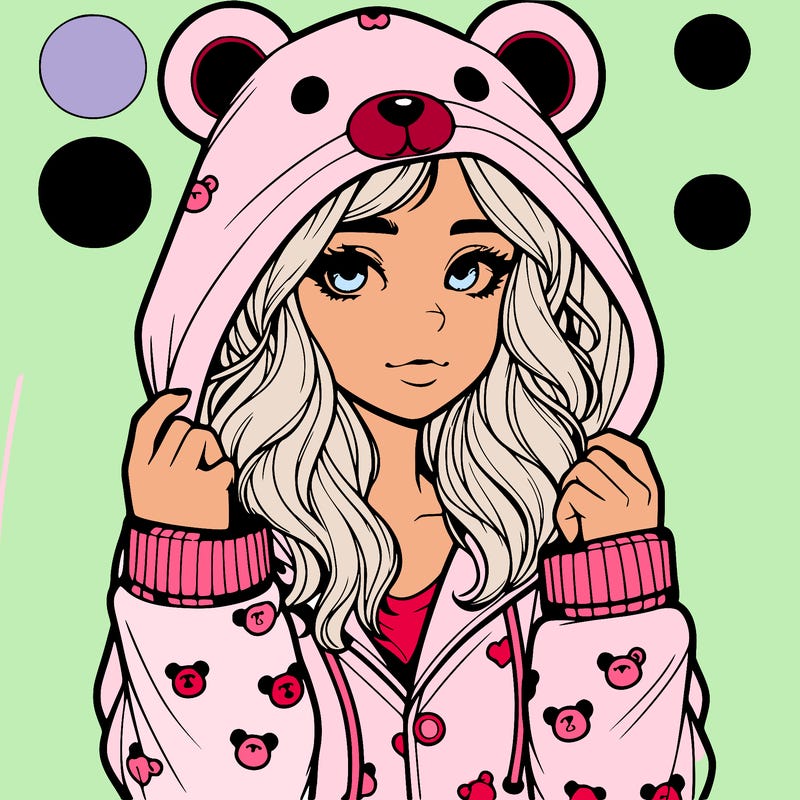 realistic girl in a animal pjs hoodie